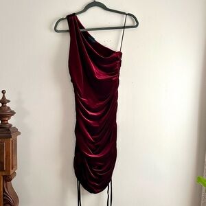 House of Harlow 1960 • One‎ Shoulder Velvet Ruche Dress
